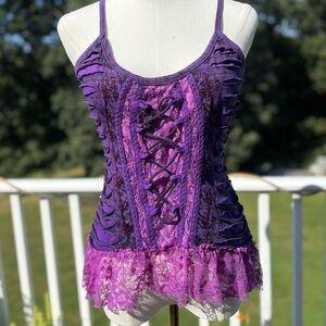 Purple Lace-Up Corset Top